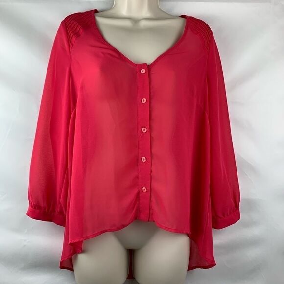 Pins and needles pink fuchsia high low blouse - Picture 1 of 8